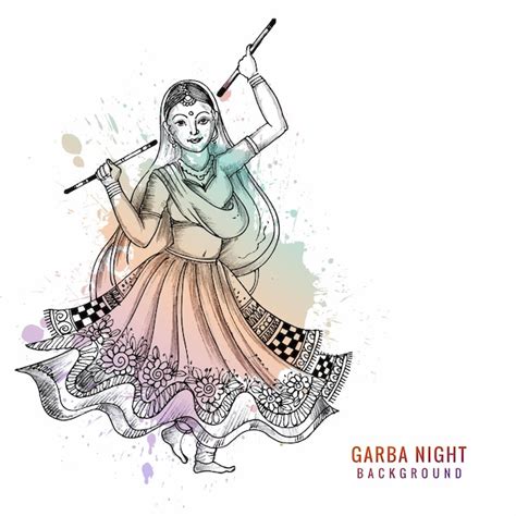 Free Vector | Beautiful woman playing dandiya in disco garba night ...