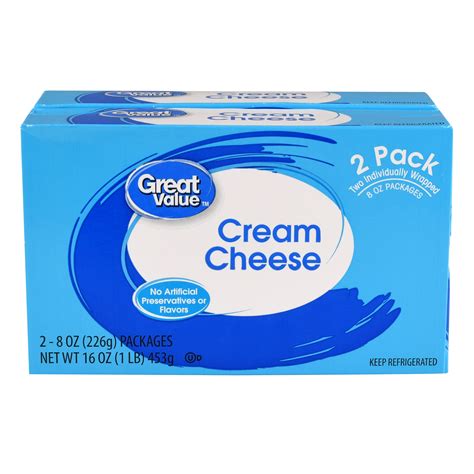 Great Value Cream Cheese, 8 oz, 2 count – Walmart Inventory Checker ...