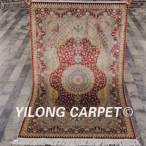 Yilong 3'x5' handmade indian carpets exquisite small tabriz silk rugs ...