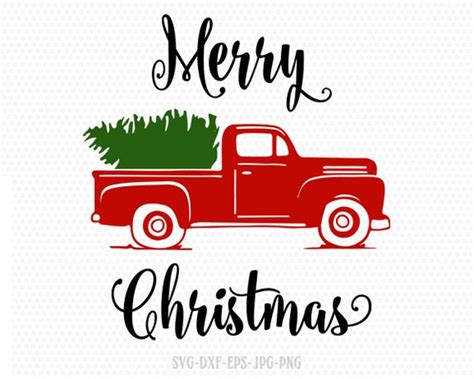 Truck Tree Retro Vintage Winter Holiday Svg Merry Christmas | Etsy