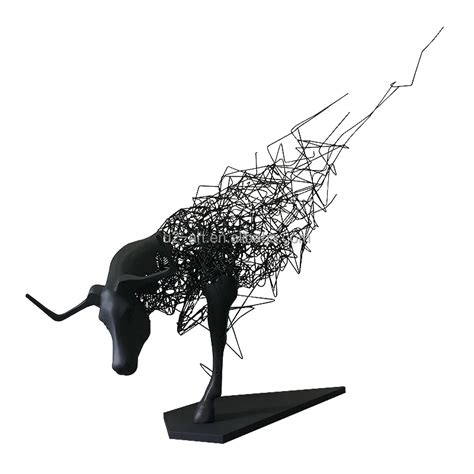 Manufacturer Personalized Large Black Dynamic Ox Metal Sculpture For ...