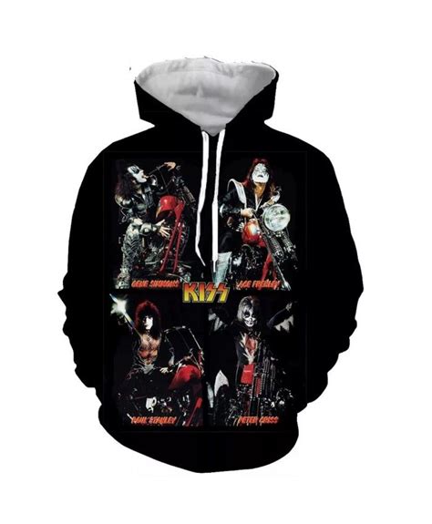 Kiss Band Fashion Long Sleeves 3d Print Hoodies Sweatshirts Jacket Men ...