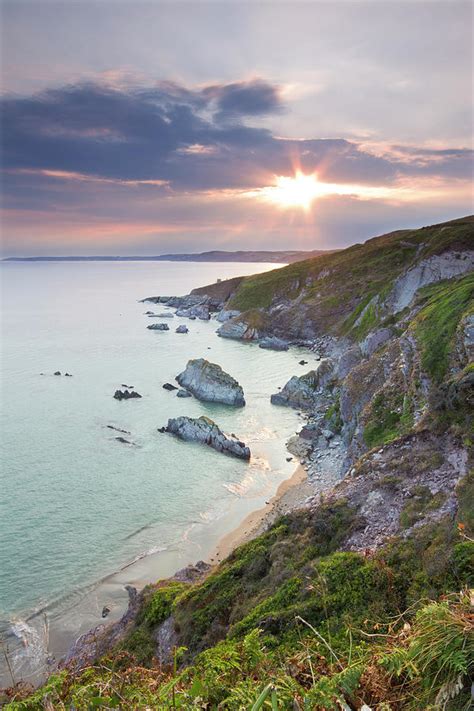 Sunset Over Freathy Beach Whitsand Bay by Marksaundersphotography.com