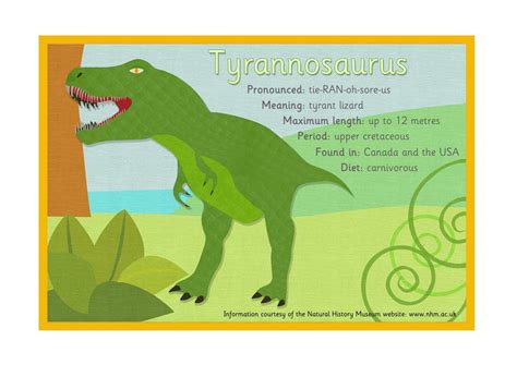 Dinosaur Fact Sheet – Tyrannosaurus #Dinosaurs #T-rex Dinosaur Facts ...