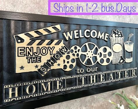 Custom Movie Theater Sign Home Theater Sign Movie Room Decor Family ...