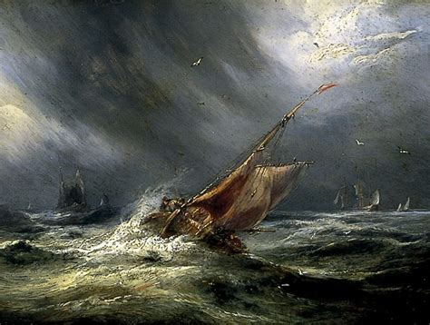 Seascape With Ship In Storm attributed to John Wilson | Manzara ...