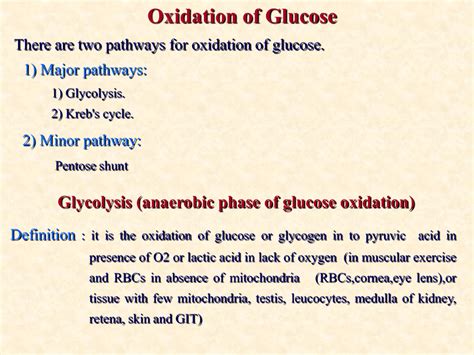 Oxidation of Glucose