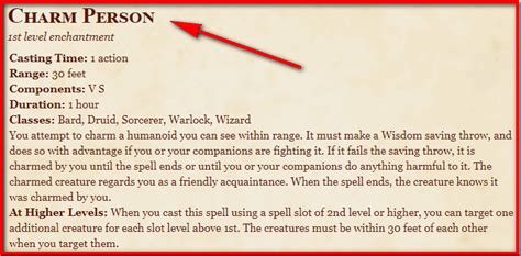 Charm Person 5E Spell In DnD - D&D 5e Character Sheets