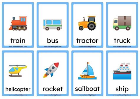 Transportation Flash Cards Printable - Transport Informations Lane