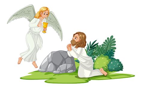 Jesus Christ Praying To An Angel Stock Illustration - Download Image ...