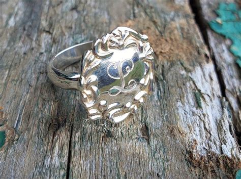 Spoon Style Sterling Silver Monogram Ring / Custom Monogram | Etsy