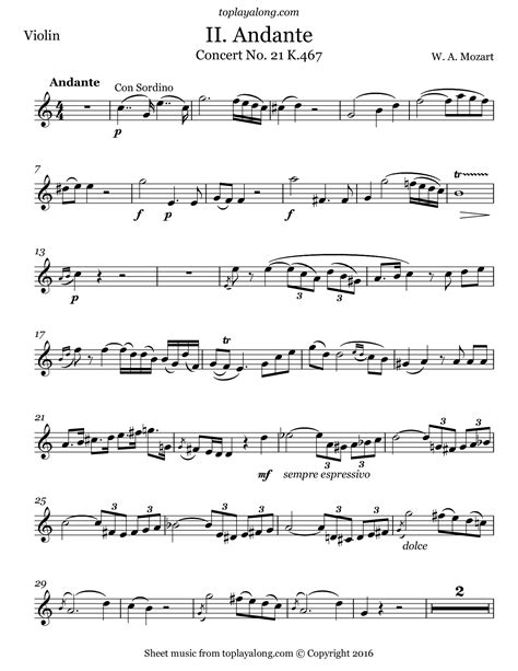 Concerto No. 21 K.467 (2nd Mvt. Theme) – toplayalong.com