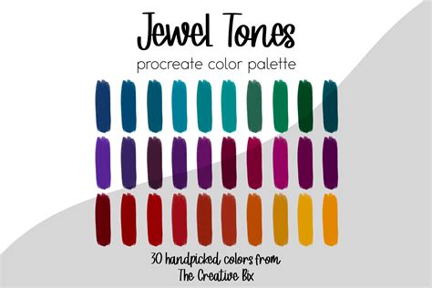 Jewel Tones Procreate Palette, 30 Colors, Color Palette, Procreate ...