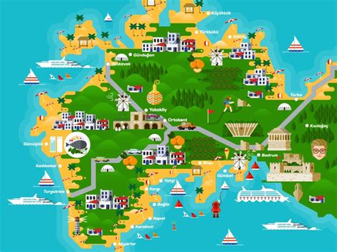 Bodrum Map Illustration Graphic Design Posters, Graphic Design ...