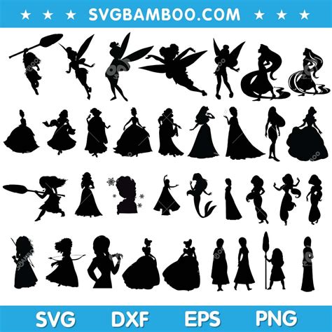 Princess Silhouettes SVG, Disney Princess Silhouettes