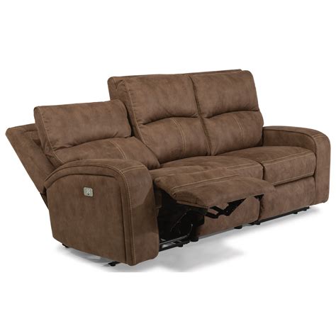 Flexsteel Sonny Contemporary Power Reclining Sofa with Power Headrests ...