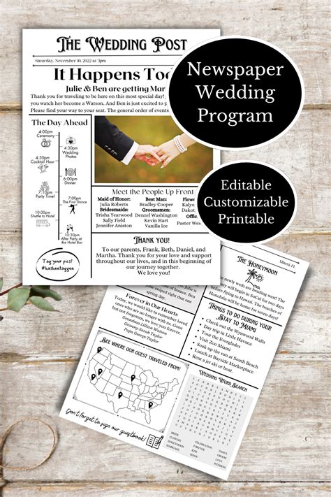 Wedding newspaper wedding program – Artofit