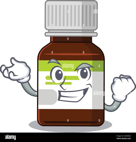 A funny cartoon design concept of antibiotic bottle with happy face ...