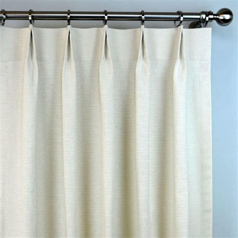 Pair of Pinch Pleat Top Curtains in Solid Natural Off White Linen ...