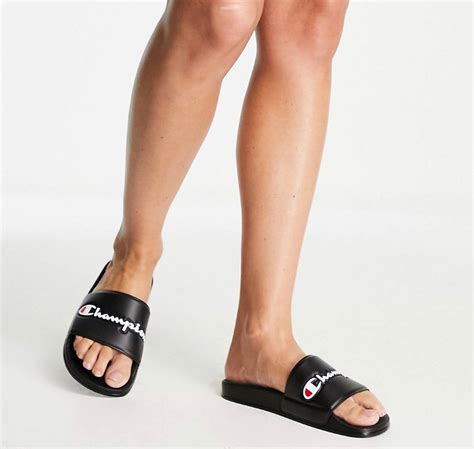 Champion Slides in Black – Justhypecambodia