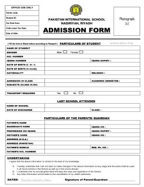 Admission Form - Fill and Sign Printable Template Online