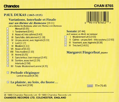 Margaret Fingerhut - Dukas: Piano Works (1989) / AvaxHome