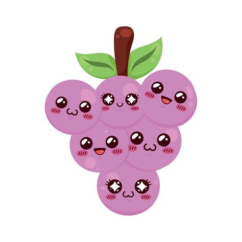 uvas kawaii fruta 11456699 Vector en Vecteezy