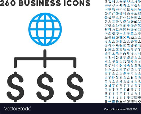 Global payments icon with flat set Royalty Free Vector Image