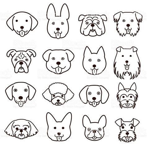 cute dogs faces line art set. | Cute dog drawing, Dog line art, Dog ...