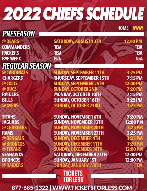 Chiefs Printable Schedule - Kansas City Chiefs Schedule in 2022 ...