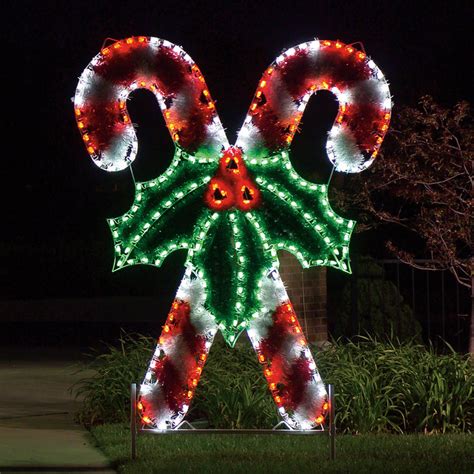 Commercial 8' Crossed Candy Canes, C7 LED Lighting — HolidayLights.com