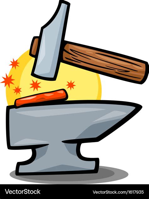 Hammer and anvil clip art cartoon Royalty Free Vector Image