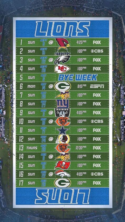 Detroit Lions Schedule Printable 2023