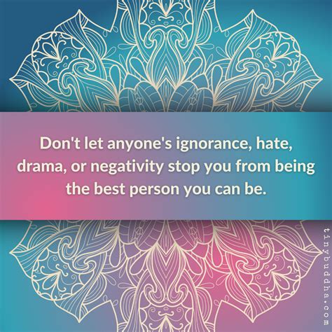 Don't Let Anyone's Ignorance, Hate, Drama, or Negativity... - Tiny Buddha