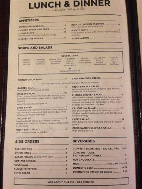 Menu of Treehouse Restaurant in Santa Barbara, CA 93105