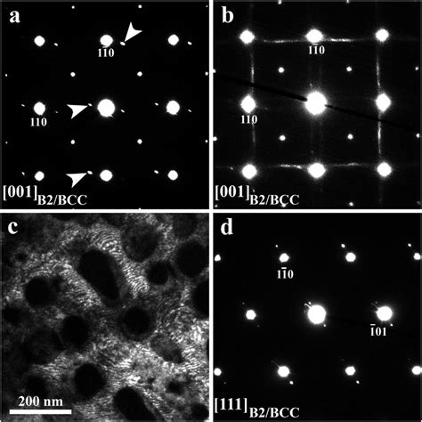 (a) and (b) Electron diffraction patterns taken from the DR and ID ...