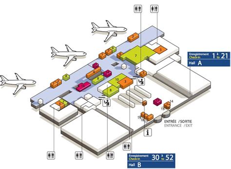 Charles de GAULLE airport terminal 3 kaart - Kaart van CDG vliegveld ...