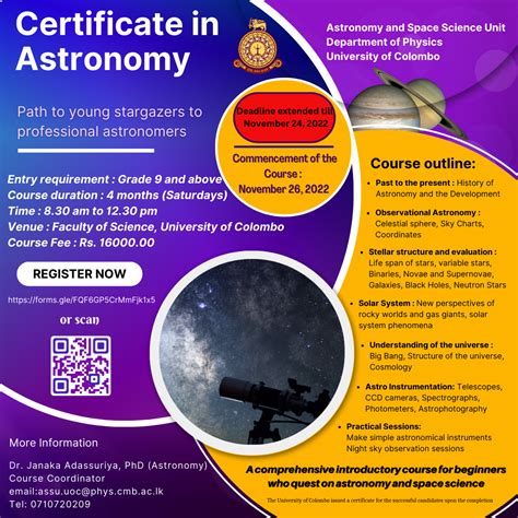 Certificate in Astronomy – Astronomy and Space Science Unit (ASSU)