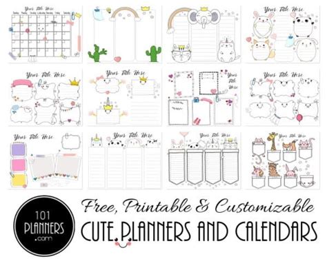 FREE Printable Cute Planner & Calendar | Customize Online