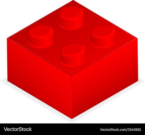 Lego red plastic building block Royalty Free Vector Image