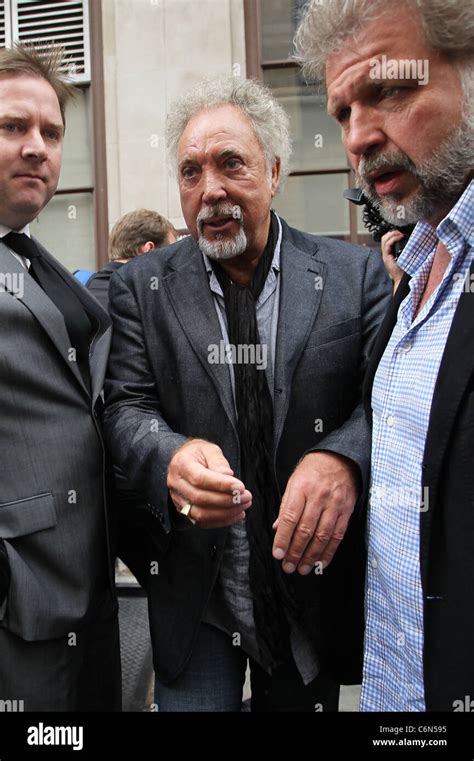 Tom Jones and his son Mark Woodward outside the BBC Radio One studios ...