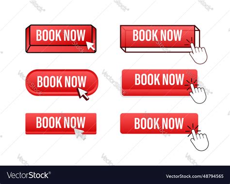 Book now button with pointer clicking book now Vector Image