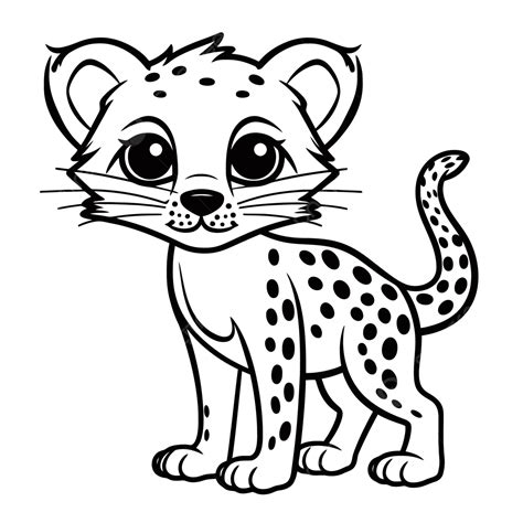 Cute Cheetah Cartoon Baby Coloring Pages Outline Sketch Drawing Vector ...