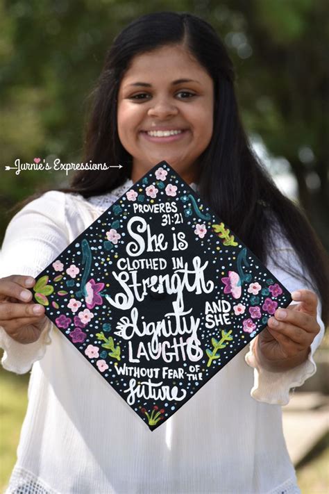 Cap and gown decorations. Bible verse. Graduation photoshoot ...