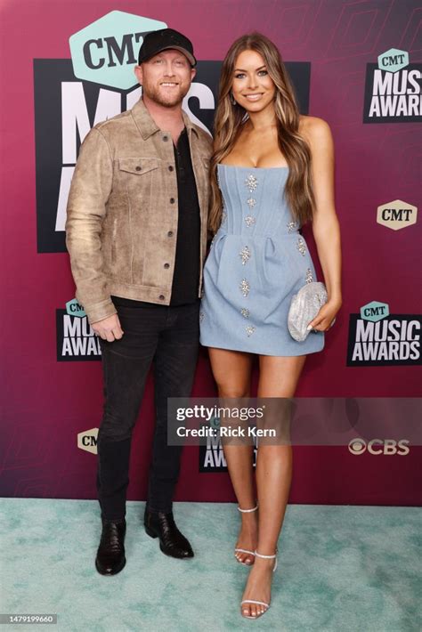 Cole Swindell and Courtney Little attend the 2023 CMT Music Awards at ...