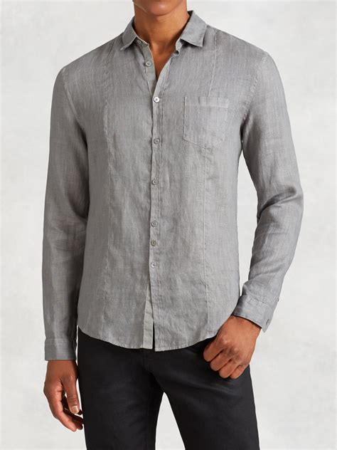 John Varvatos Linen Shirt in Gray for Men | Lyst