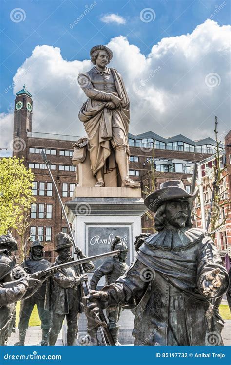 Rembrandt Statue In Amsterdam, Netherlands Stock Photography ...