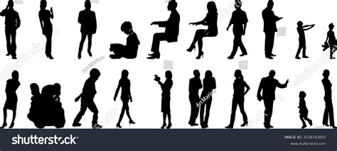 Vector Silhouettes Outline Silhouettes People Contour Stock Vector ...