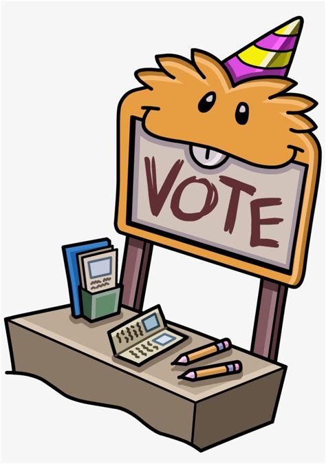 Vote Booth With An Orange Puffle - Voting Booth Cartoon Png - Free ...