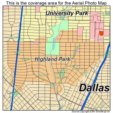 Aerial Photography Map of Highland Park, TX Texas